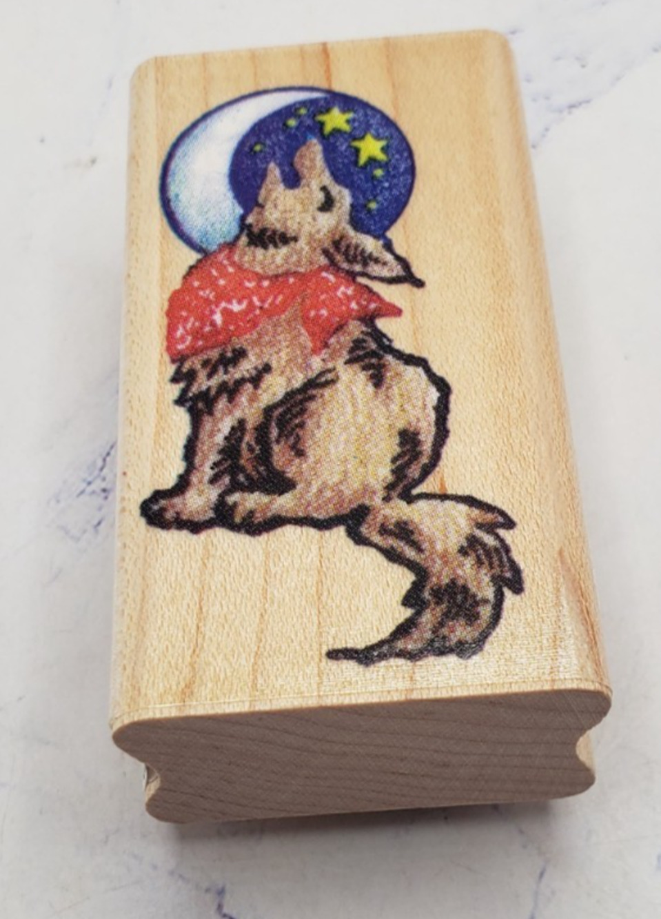 Stampendous Southwest Coyote Howling at The Moon Wood Mounted Rubber Stamp